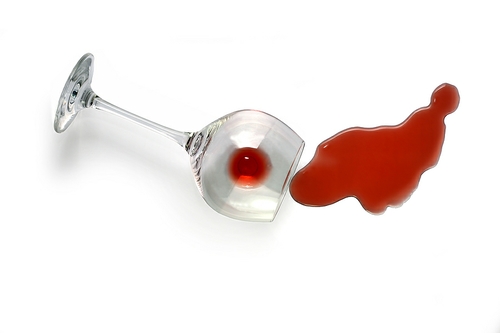 Spilled red wine